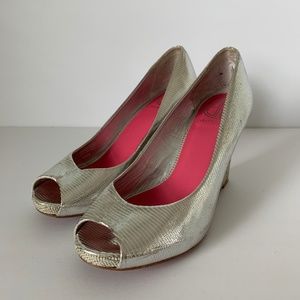 Lilly Pulitzer Via Palm Beach Silver Wedge Heels